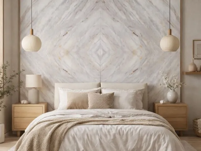 Aplikasi Bookmatch Marble VM 03 pada interior