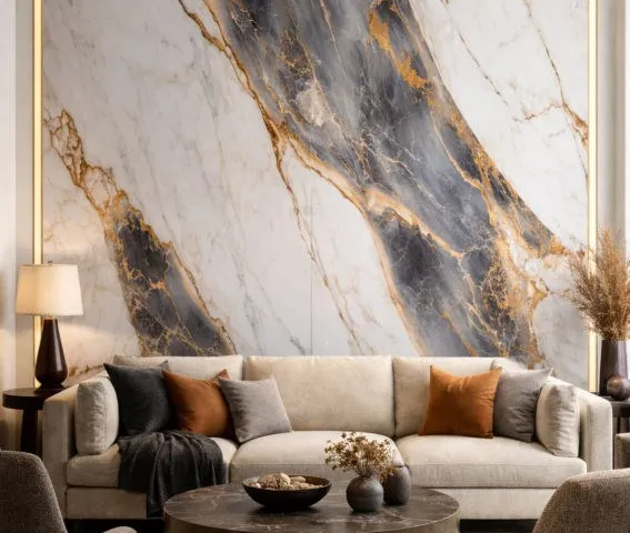 Aplikasi Bookmatch Marble VM 05 pada interior