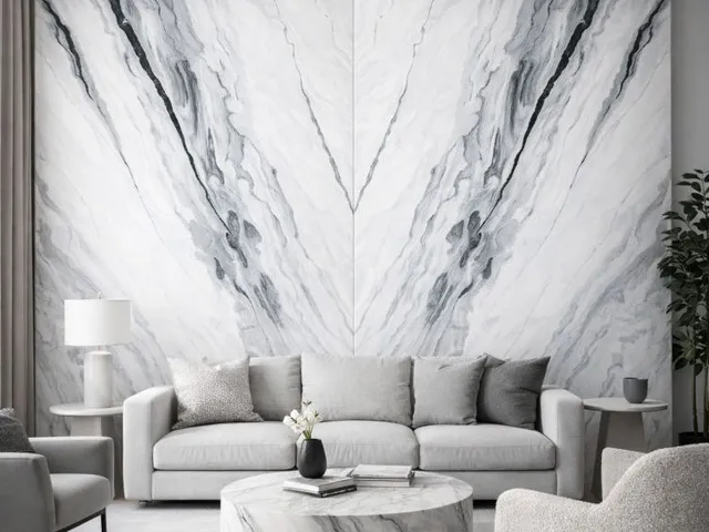 Aplikasi Bookmatch Marble VM 06 pada interior