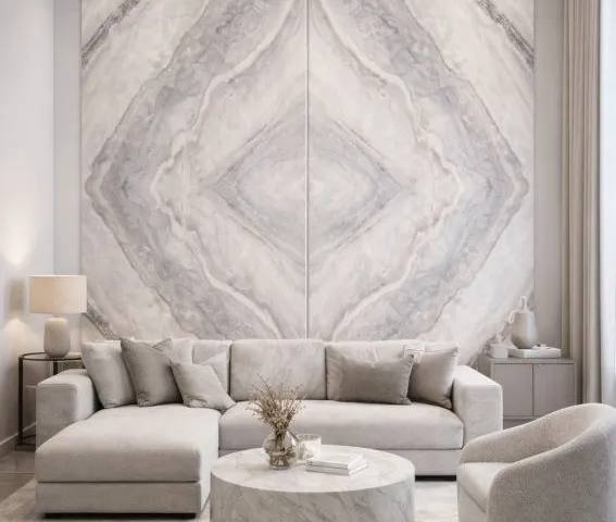 Aplikasi Bookmatch Marble VM 08 pada interior